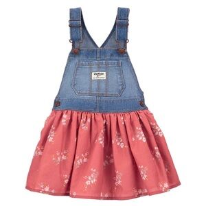 OshKosh B'gosh Blue Denim Overall Floral Dress